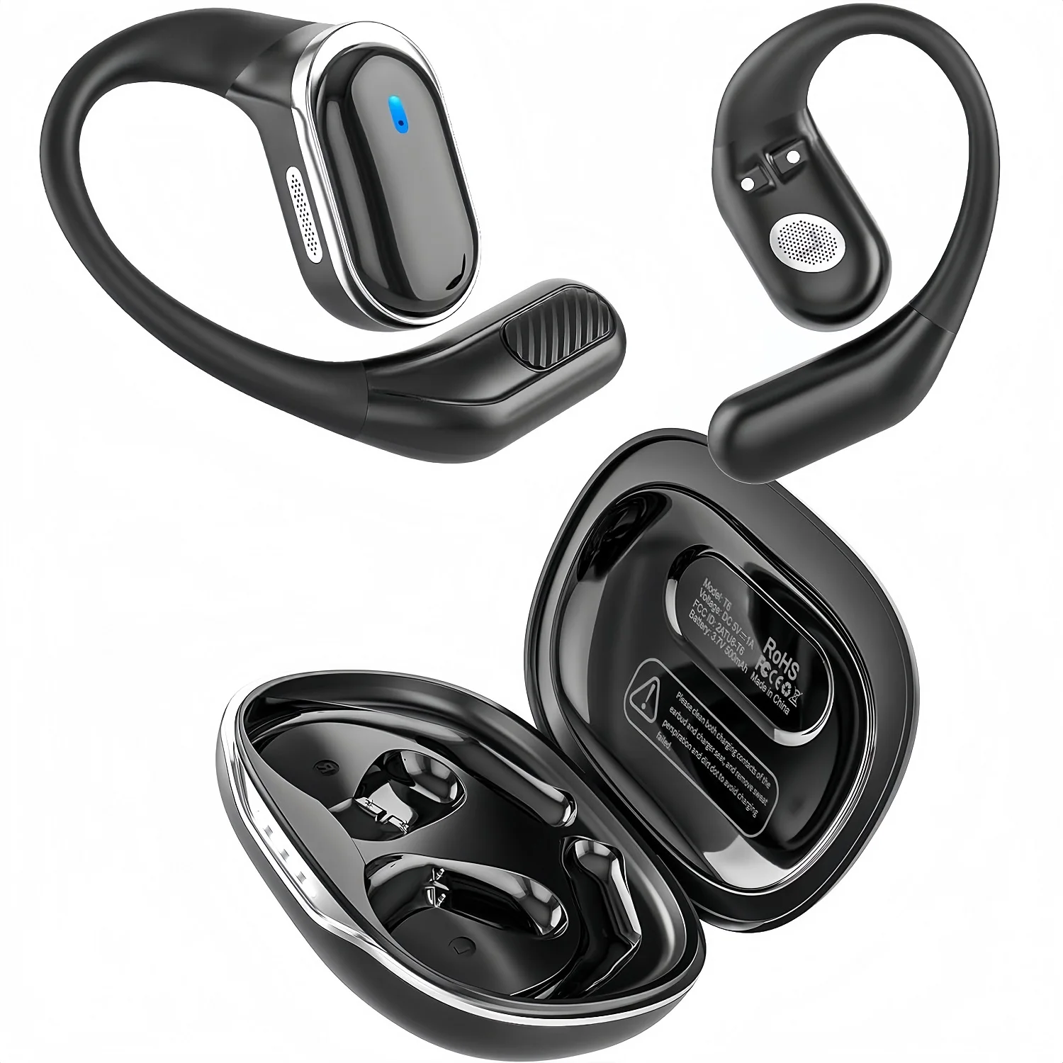 Earphone Sport Hook - Earphone Bluetooth Nirkabel dengan Mikrofon, Headset