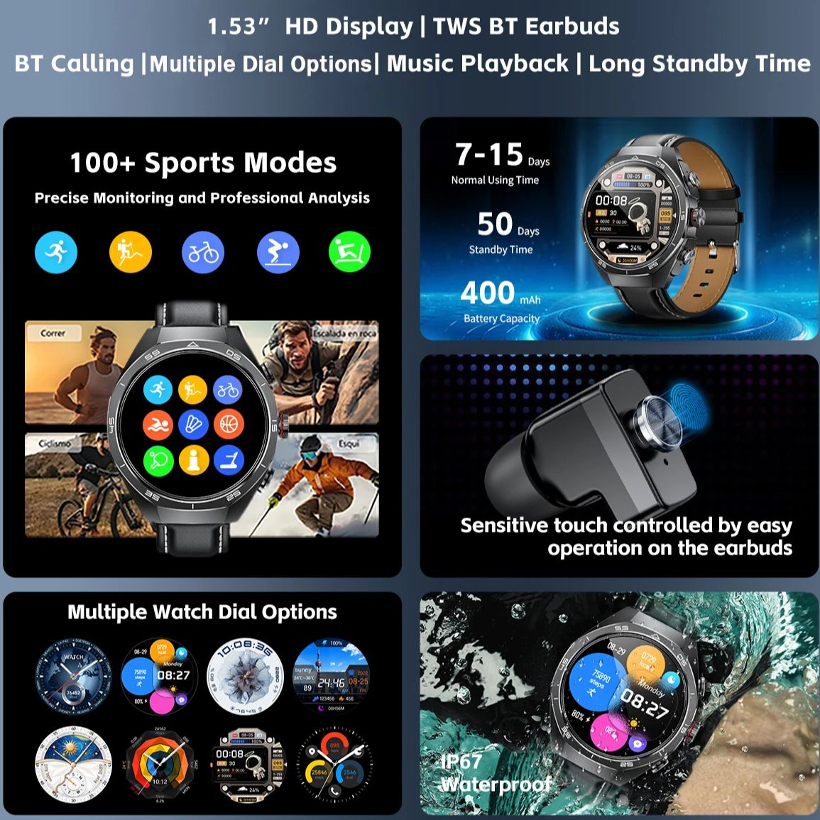 Jam Tangan Pintar NFC Headset  - Earphone Sport Hook ulasan dan harga